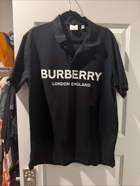 Burberry Black Polo with White Logo